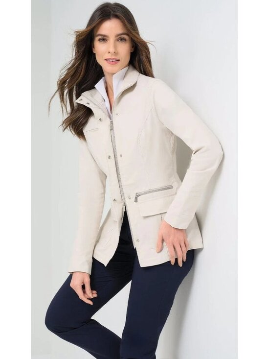 Anatomie Jackets & Blazers - Anatomie Womens Slim Two Way Zipper Kenya Safari Jacket Size XS Stone Casual